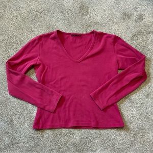 Cranberry Vneck Long Sleeve Short Top